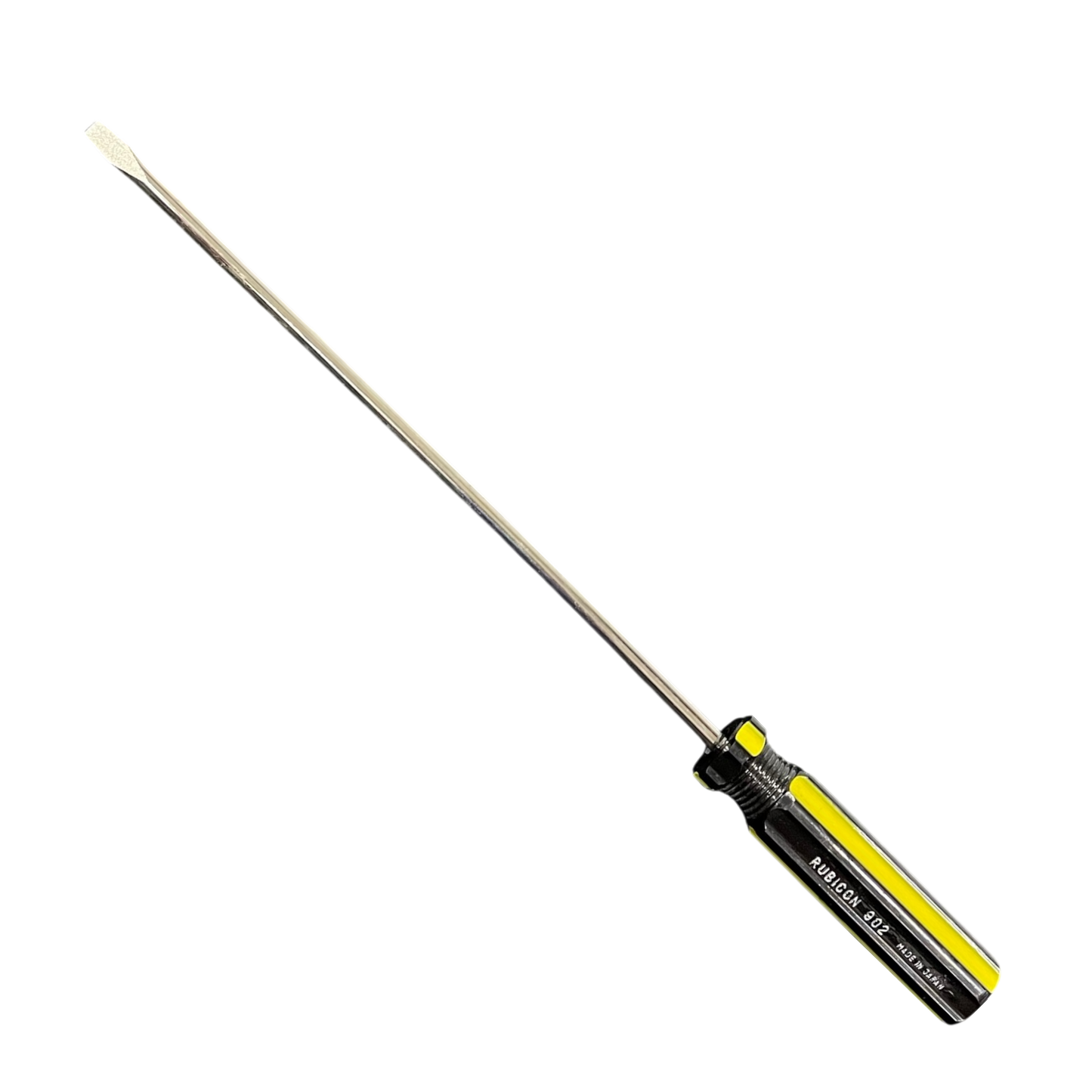 Rubicon 250mm slotted screwdriver with black and yellow ergonomic handle for precision hand tool use