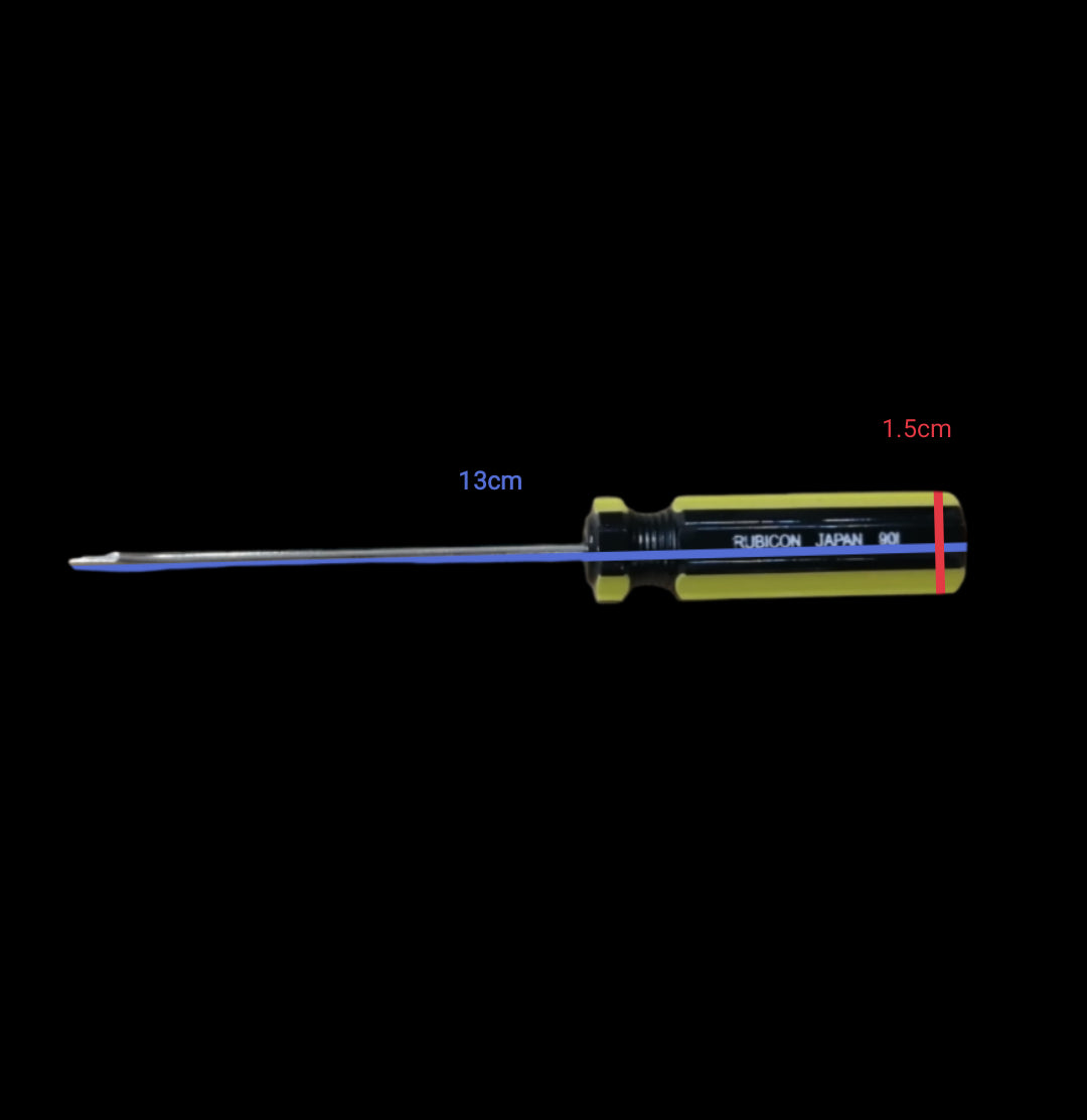 Rubicon Flat Screw Driver 901 75mm with black and yellow handle and metal shaft