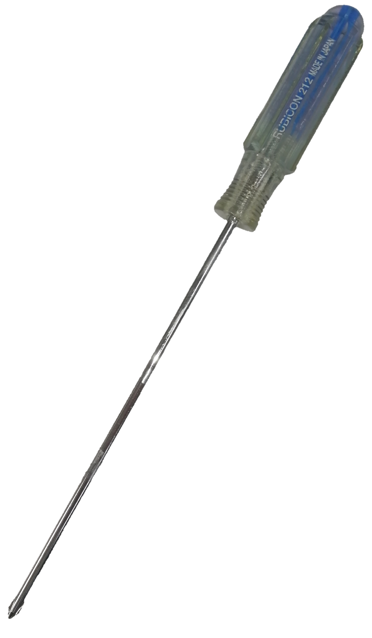 Screw Driver Made in Japan Rubicon with a clear ergonomic handle and durable metal tip
