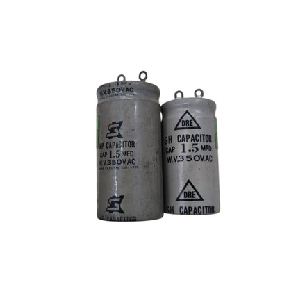 Running capacitor for circuit repair set of two metal capacitors with 1.5 MFD 350V AC rating