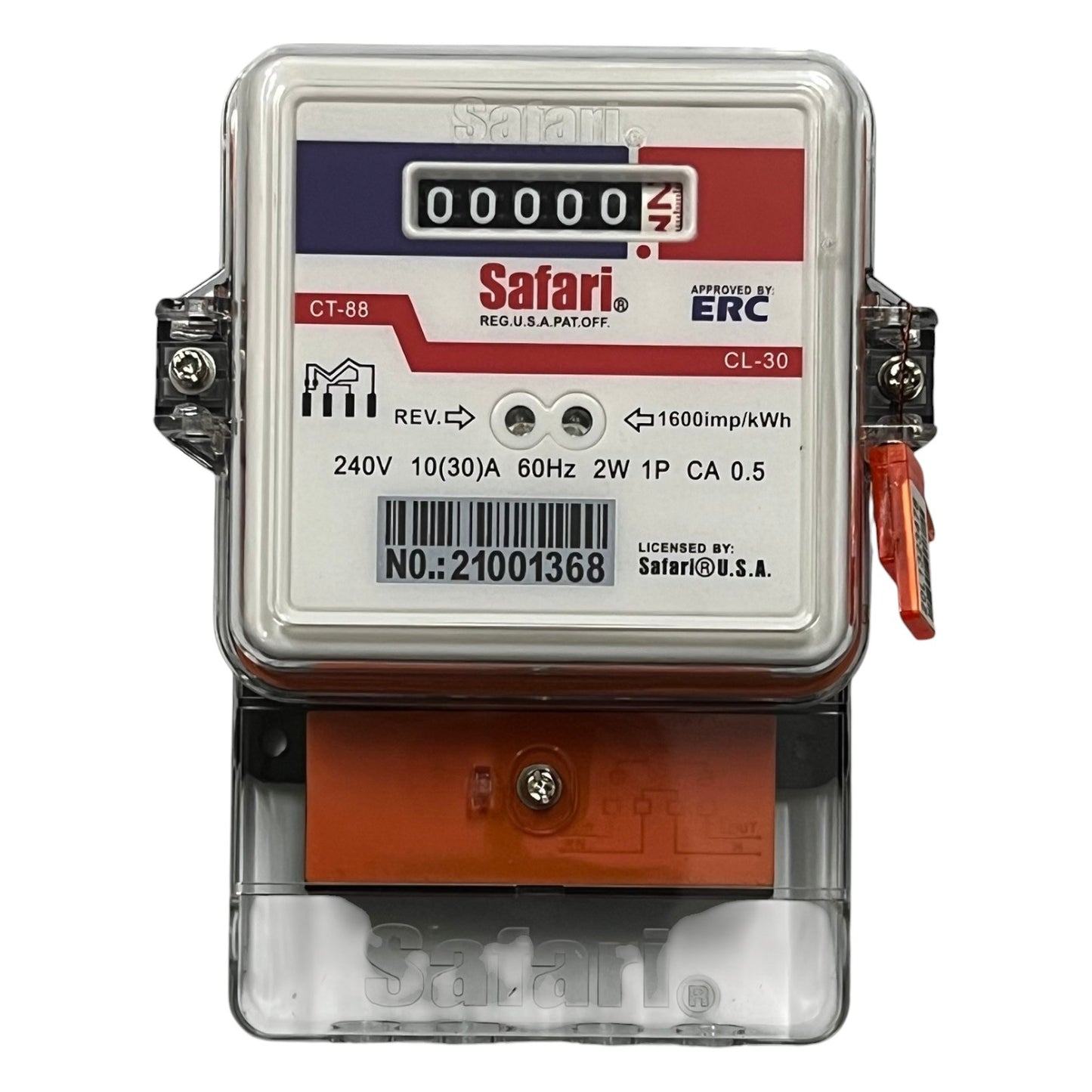 Safari Electric Sub Meter, KWH Single Phase Electric Meter 10(30)A 60HZ 220V 2W CT88