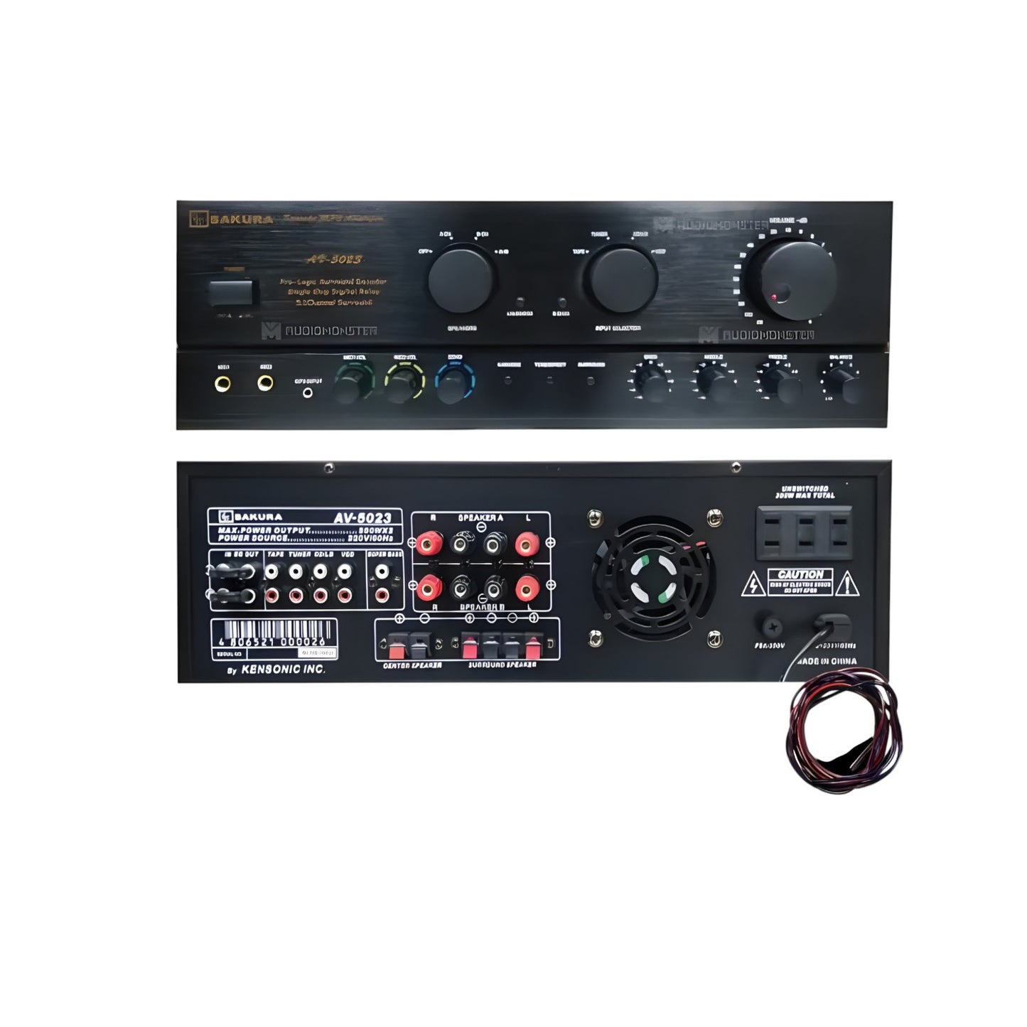 Sakura AV-5023 home karaoke amplifier featuring multiple input options and volume controls
