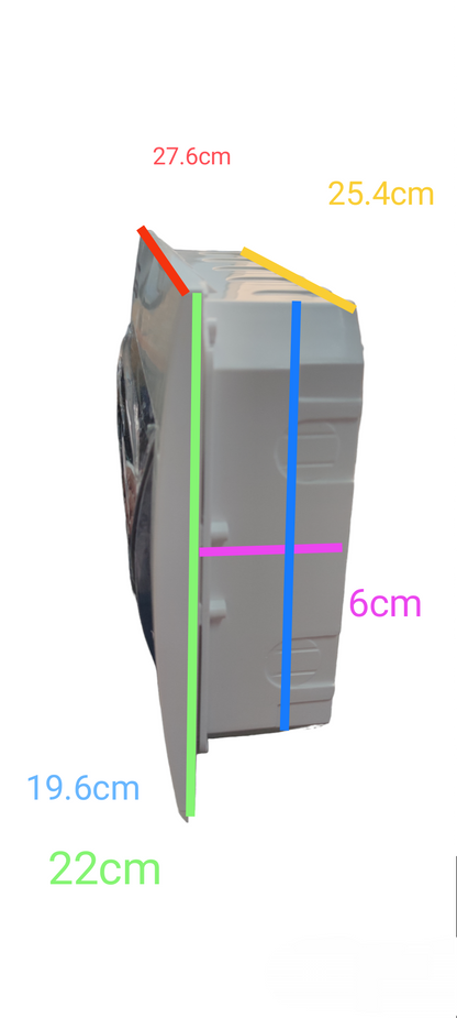 Sassin 12 Ways Panel Board Recessed showing side dimensions in centimeters for electrical circuitry parts
