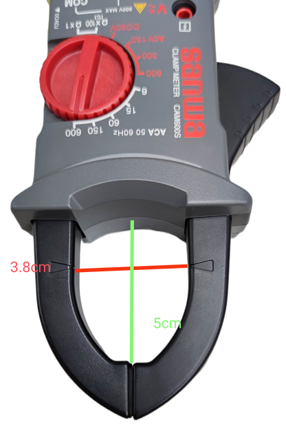 Sanwa Clamp Meter Max 600A CAM600S electrical trade tool with red dial and large clamp opening