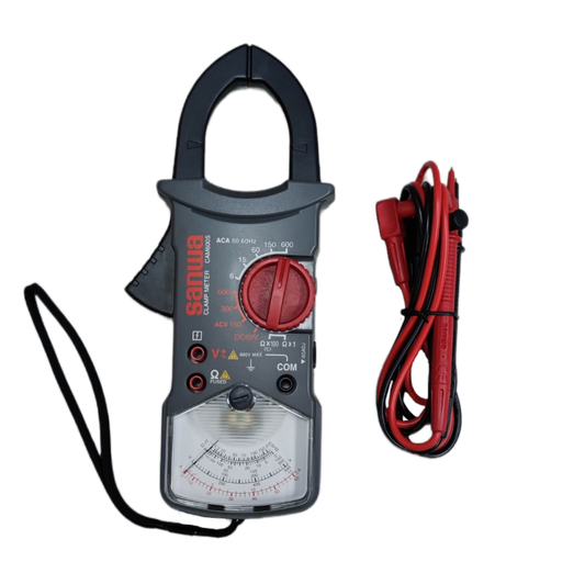 Sanwa Clamp Meter Max 600A CAM600S with red and black test leads for electrical testing