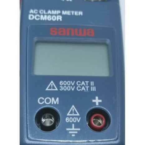 SANWA DCM60R clamp meter 60A with digital display and safety rating indicators