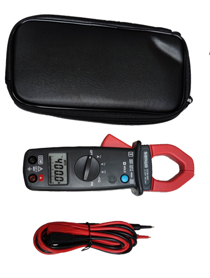 Sanwa Digital Clamp Meter DCM400 with carrying case and test leads for electrical measurements