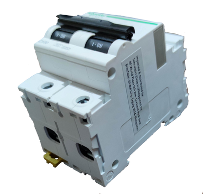 Schneider 125A Miniature Circuit Breaker 2 Pole electrical component in white with black switches