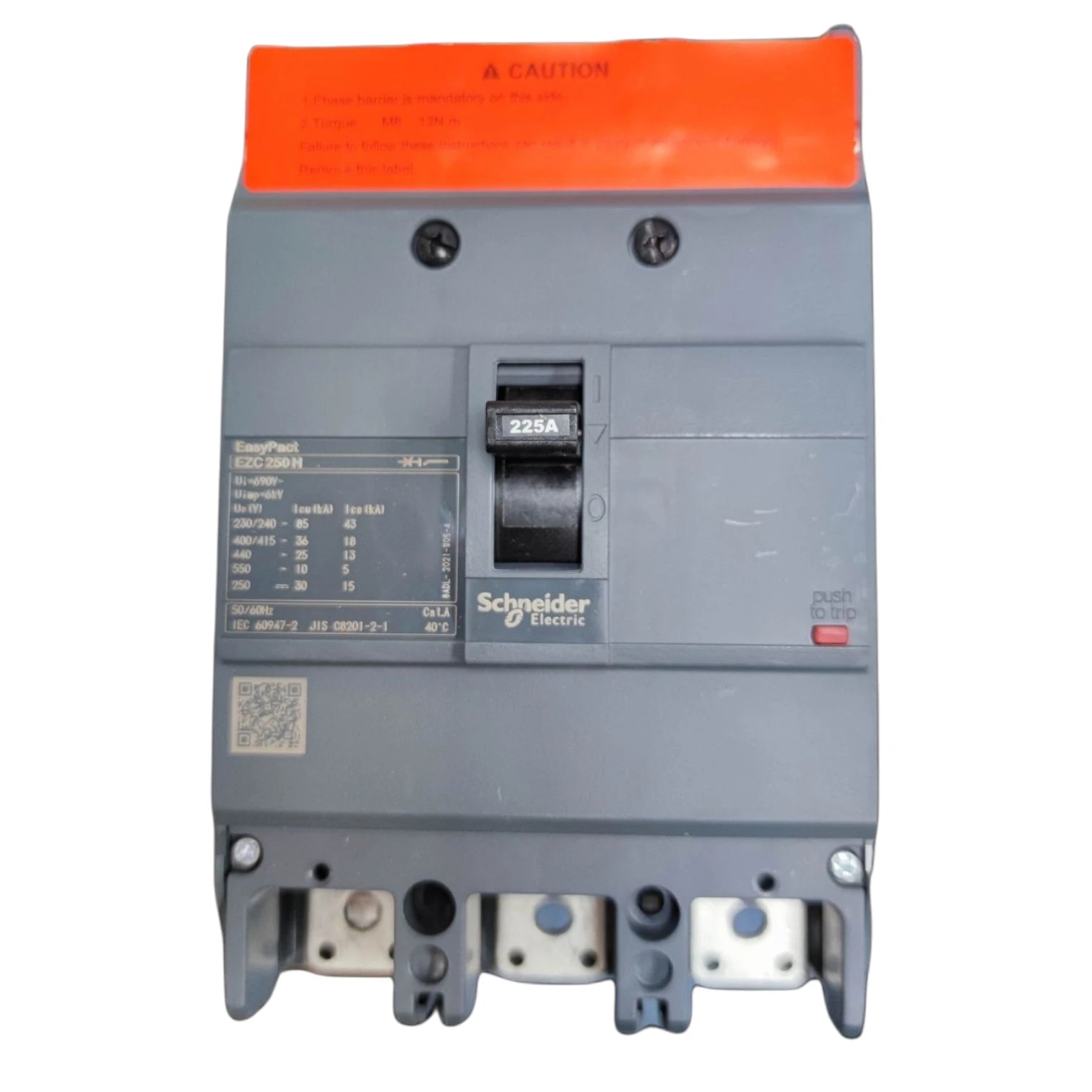 Schneider 225A 3 Pole Industrial Circuit Breaker with a sturdy design for reliable electrical protection