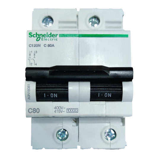Schneider 80A 2 Pole 10KAIC 220V Circuit Breaker C120N A9N18361