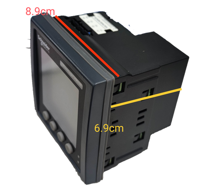Schneider digital power meter electrical trade tool with screen and control buttons in black casing