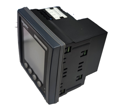 Schneider digital power meter with display screen and control buttons for electrical testing