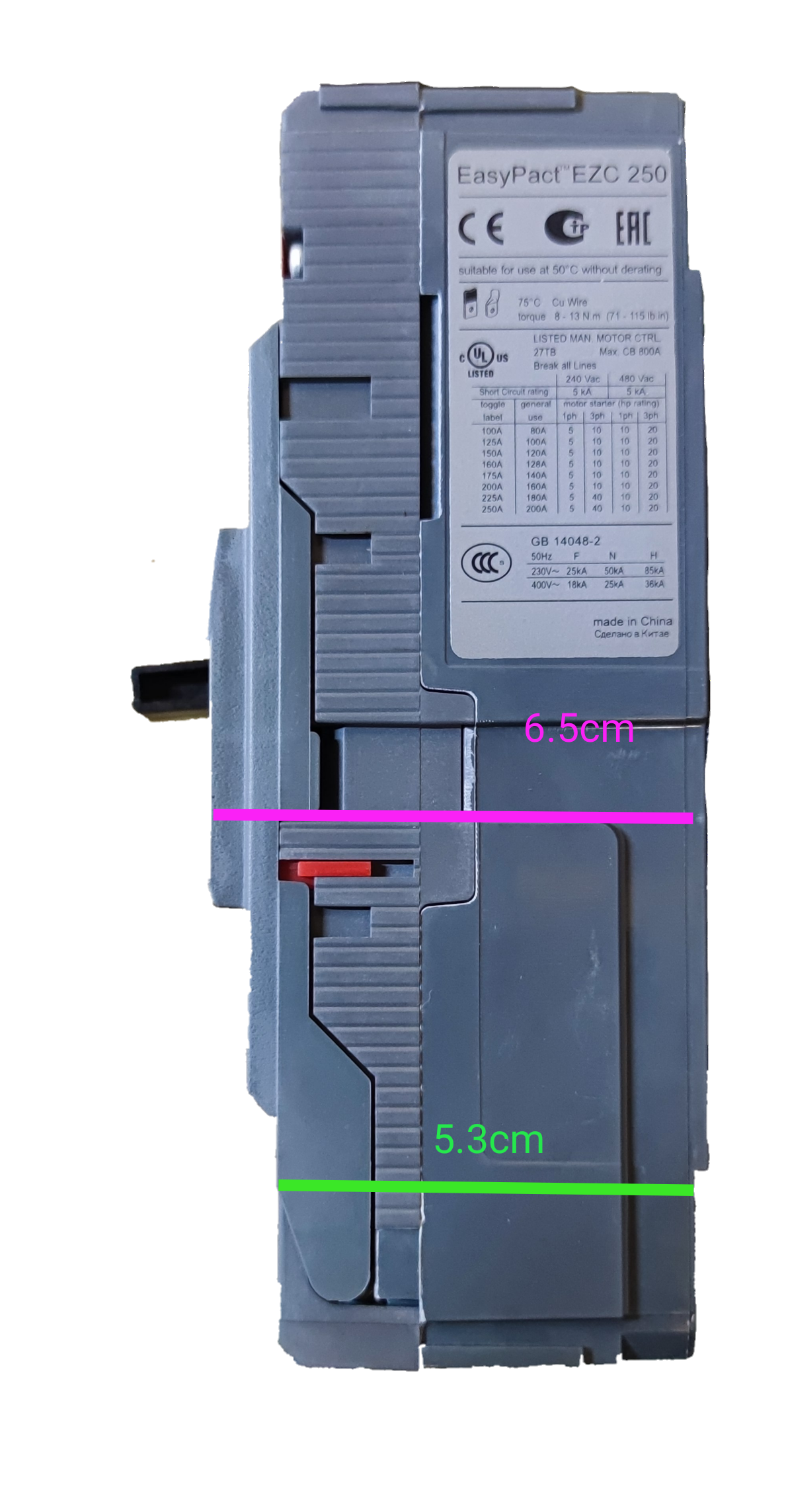 Schneider 125A 2 Pole Single Phase Breaker EasyPact EZC 250 gray electrical circuit part