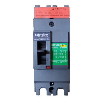 Schneider 20A 2 Pole Breaker Industrial Easy Pact EZC100H2020 Single Phase Industrial Circuit Breaker 25KAIC 250V MCCB