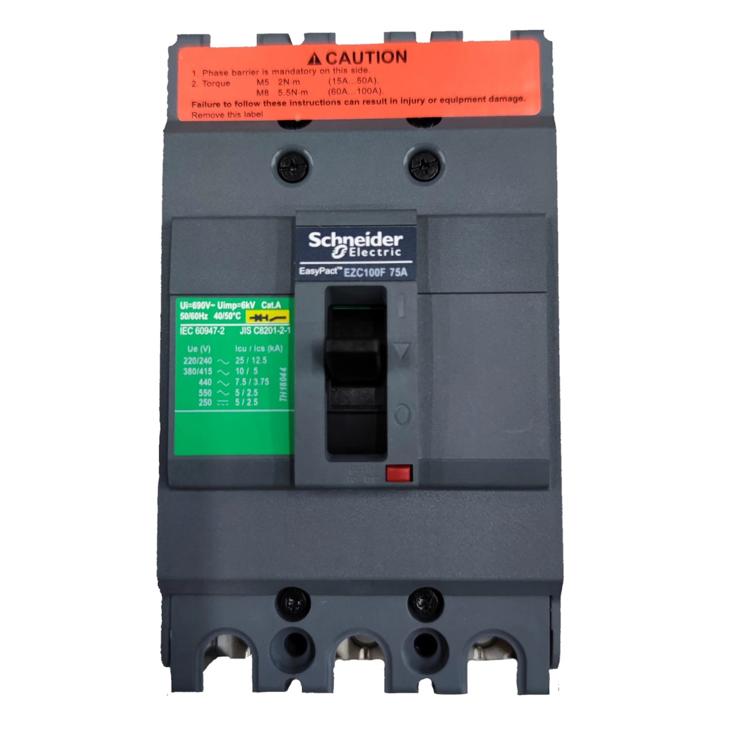 Schneider 75A 3 Pole 5KAIC 220V 100AF Industrial Circuit Breaker Type MCCB Molded Case Circuit Breaker Easy Pact EZC100F3075