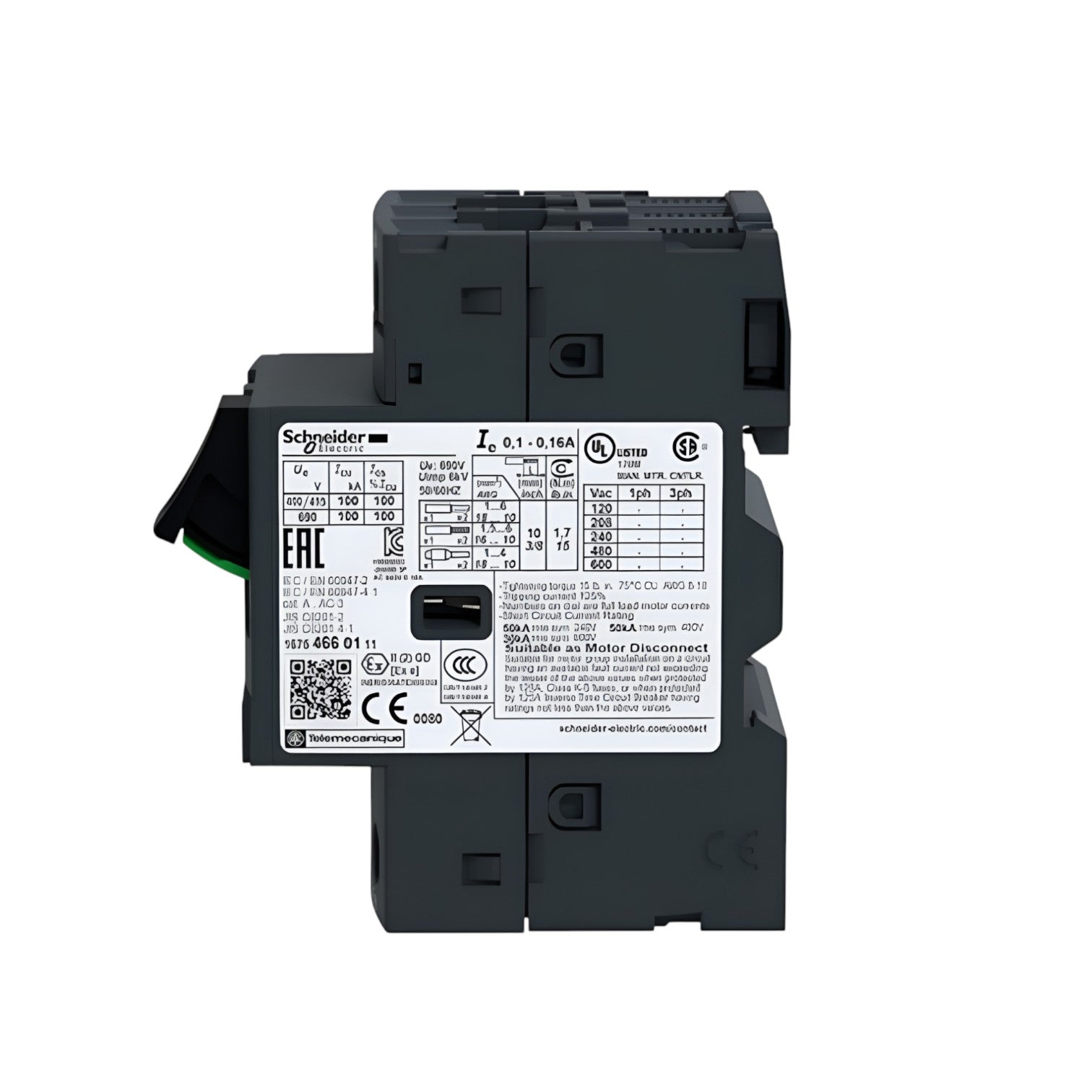 Schneider TeSys 3 phase breaker 4A-6.3A 690V compact motor protection unit with wiring label