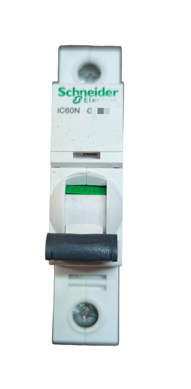 Schneider Miniature Circuit Breaker 50A 1 Pole with a clear toggle switch for reliable electrical protection