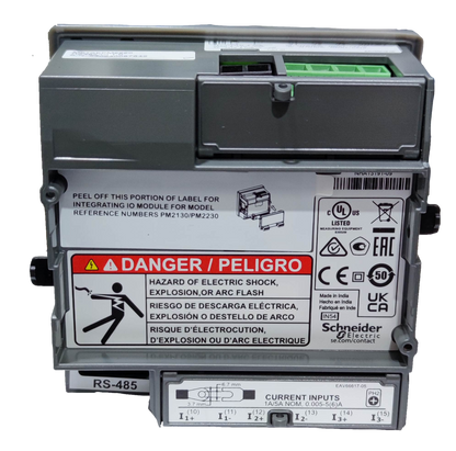 Schneider Power Meter METSEPM2220 48-277VAC electrical trade tool with safety warning labels