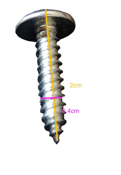 Close-up of a shiny Phillips screw measuring 1x2 cm, part of a 1x2 cm Phillips screw pack