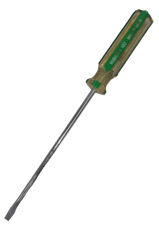 Screw Driver Made in Japan Rubicon with a clear plastic handle and durable metal tip