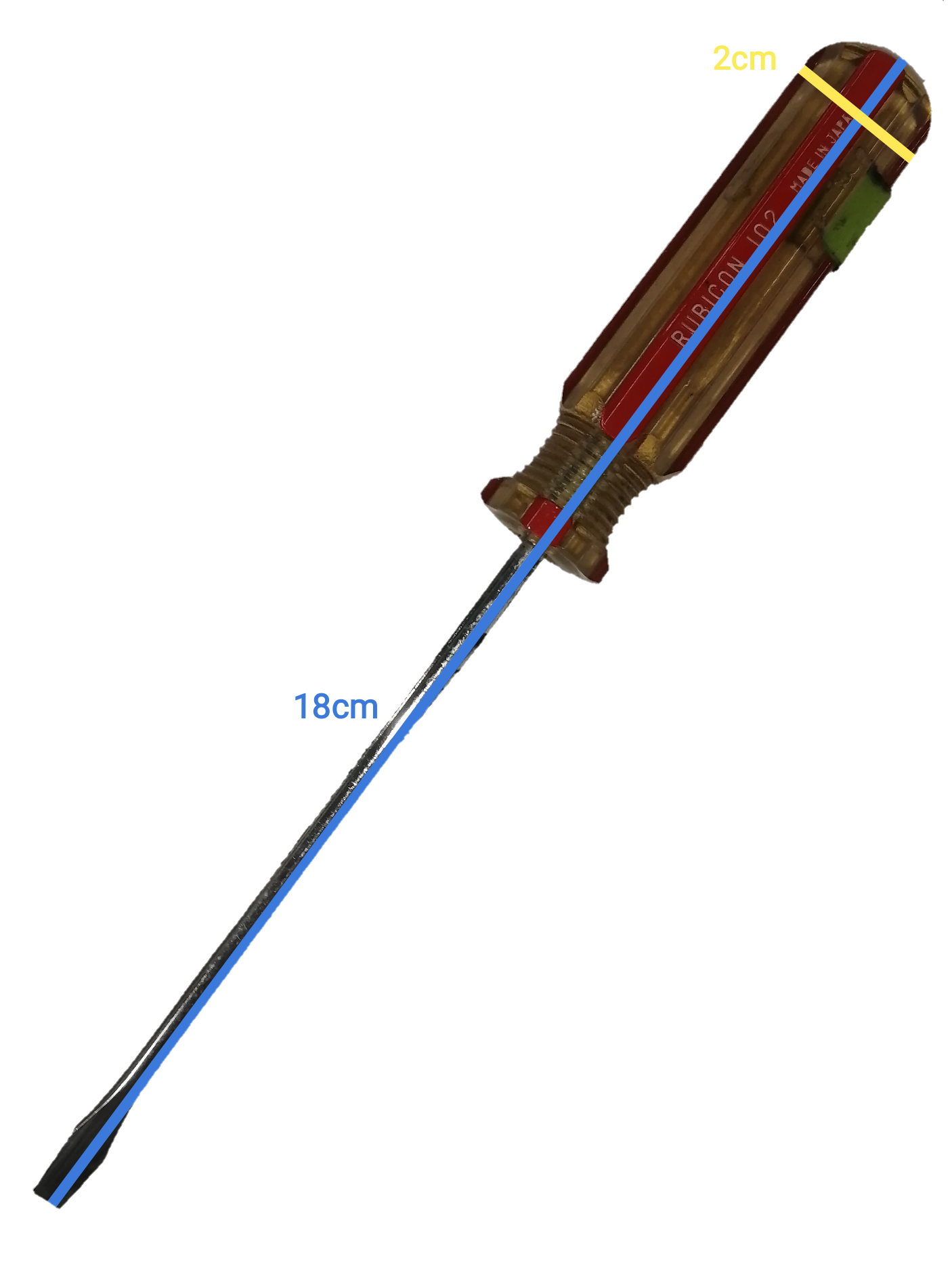 Screw Driver Made in Japan Rubicon with a 18cm shaft and comfortable grip for precise work
