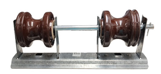 Local Secondary Rack 2 Wire with Spool Insulator cable management hardware on metal base