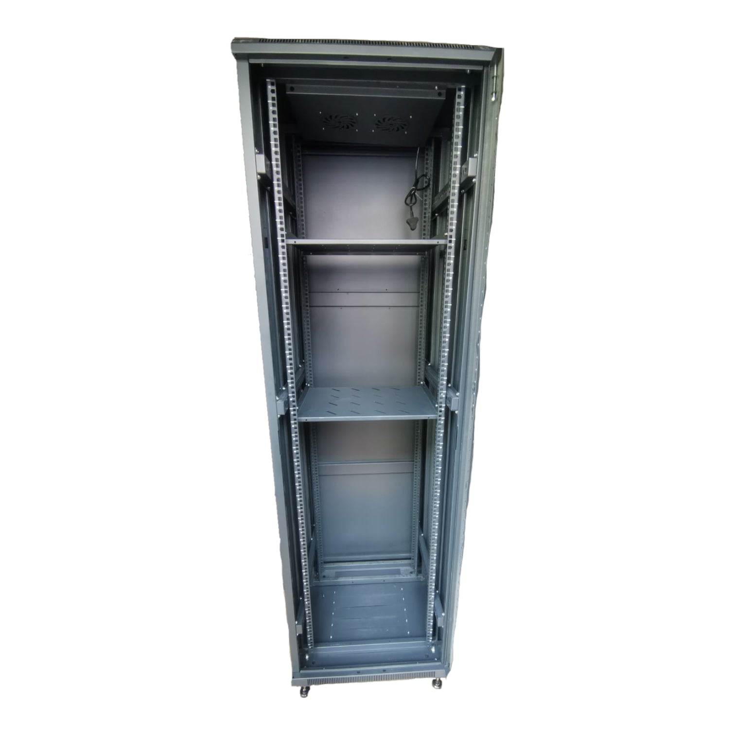 Open server cabinet on a white background Data Cabinet 42U Server Rack Network Cabinet 60cm x 60cm x 196cm
