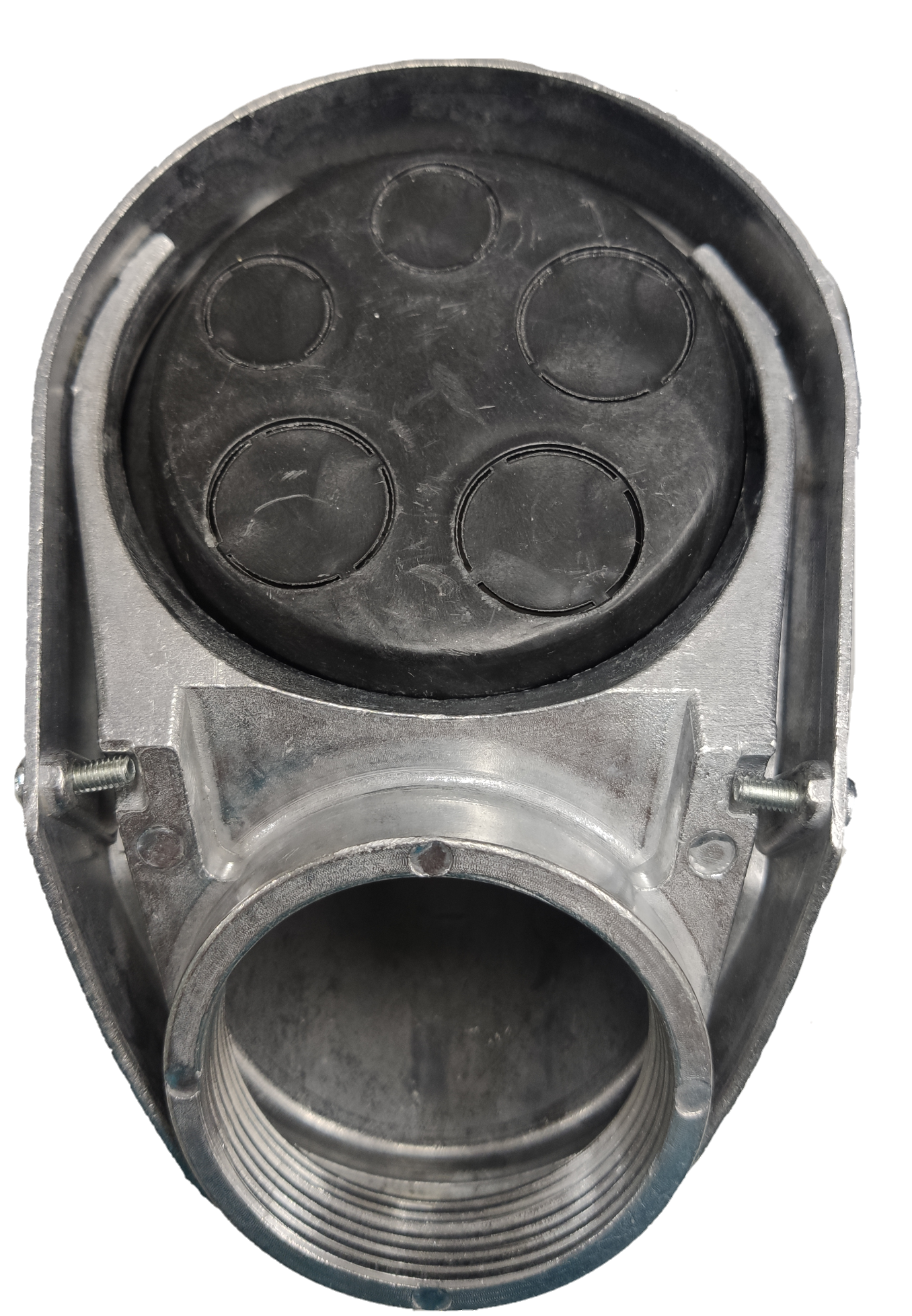 Electx Electrical Supply Service Entrance Cap 88mm metal electrical conduit fitting with black rubber seals