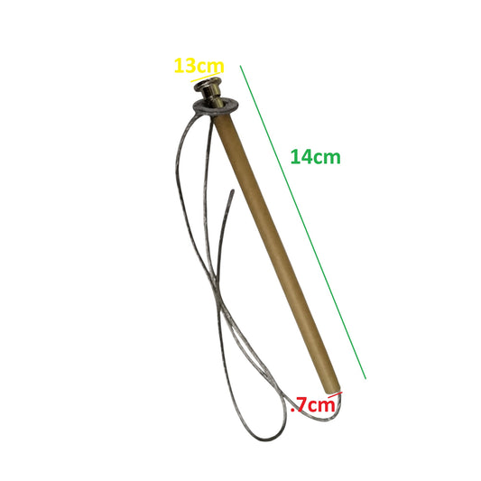 SGM Thomson Type K fuse link 30A brass cylinder with attached silver lead wires and labeled 14cm length