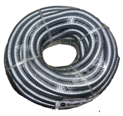 Shieldcon 20mm Metal Flexible Hose coiled and wrapped for electrical circuitry and parts use