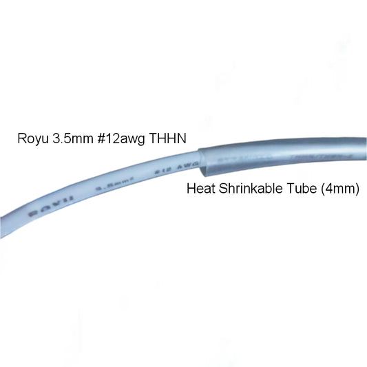 Shrinkable Tube Clear - 4mm applied on electrical wire for cable management and insulation