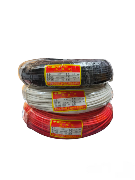 Grippes Silicon Wire 4.0mm Pre Cut black white and red wire spools stacked