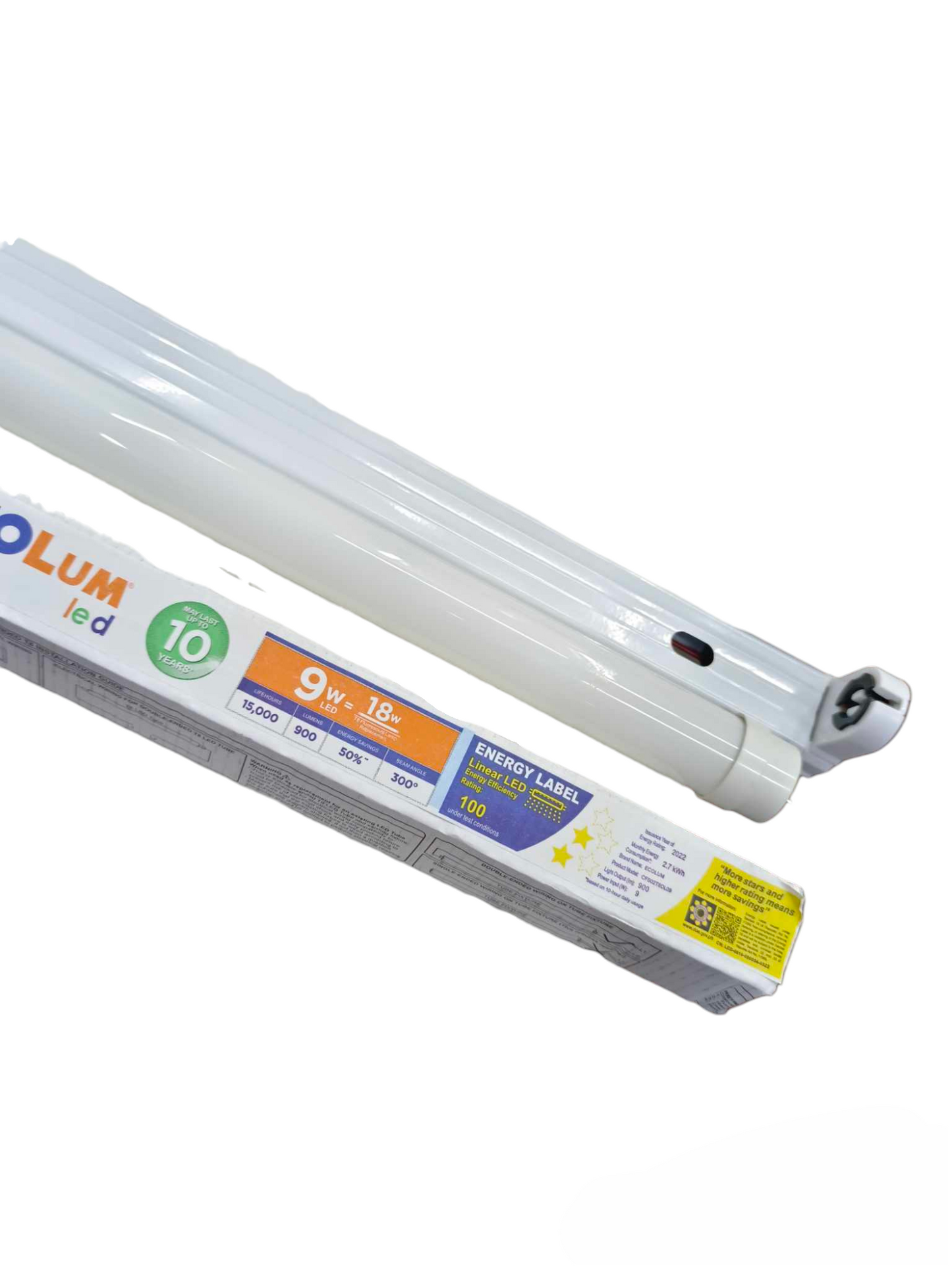 Ecolum single ended LED fluorescent tube 220V 9W energy-saving tube light with packaging