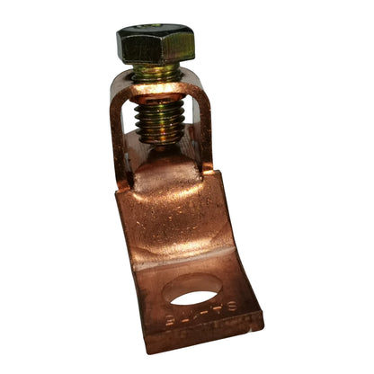 Copper electrical connector with a bolt on a white background Solderless Terminal Lugs 30mm - 60mm Wire Size Copper SA-175
