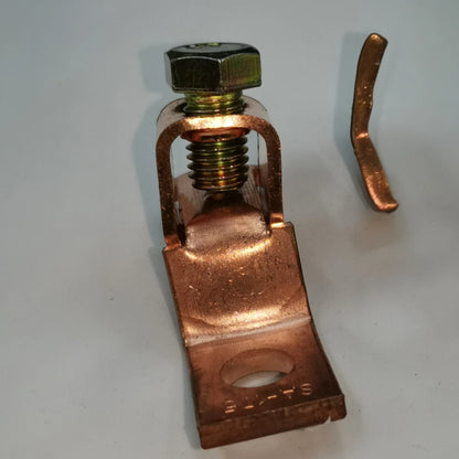 Copper electrical connector with a bolt on a white background Solderless Terminal Lugs 30mm - 60mm Wire Size Copper SA-175