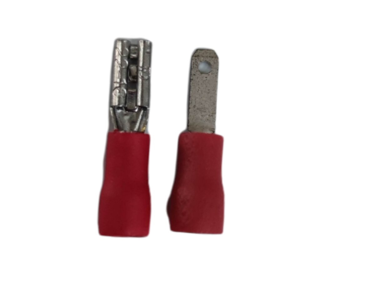 Red spade terminal connector 5mm male female for secure electrical connections