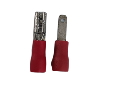 Red spade terminal connector 5mm male female for secure electrical connections