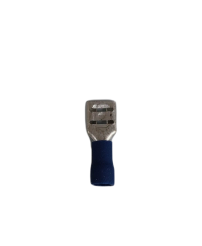 Spade terminal connector 7mm with a blue insulated cover for secure electrical connections