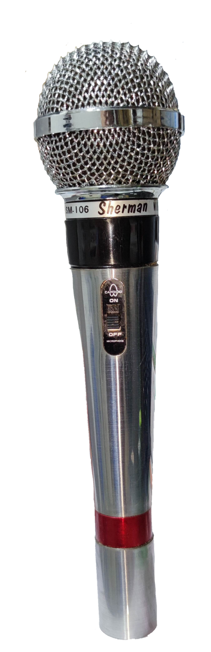 Sherman microphone with a shiny finish, designed for clarity, featuring a special cord FM AM microphone accessory