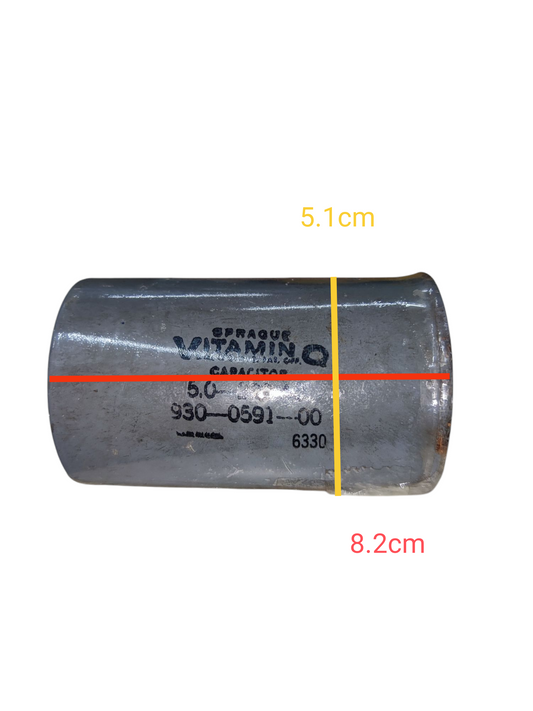 Sprague 5.0uF 220V capacitor for sale with metal casing and product markings