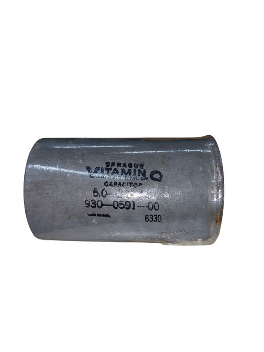 Sprague 5.0uF 220V capacitor for sale electrical circuitry part with cylindrical metal body