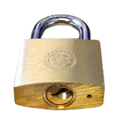 Star Wheel brass padlock with a shiny finish and sturdy design for enhanced security
