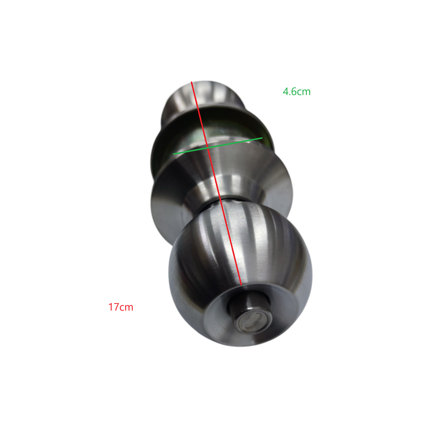 Starwheel Entrance Lockset Door Knob in stainless steel with sleek design and precise measurements