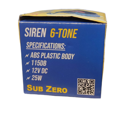 Electx Electrical Supply 12V 6 tone siren packaging with ABS plastic body and 115dB sound