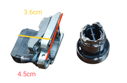 Schneider Switch Spring Return 2A 220V Green Normally Open with metal lever and black plastic base