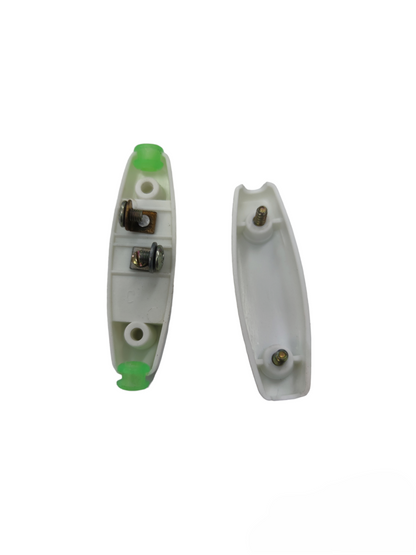 White inline switch for power points and plugs with green end caps from China