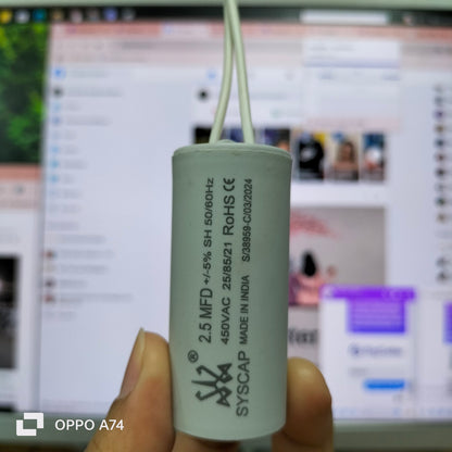 Syscap 2MFD 450V AC Running Capacitor for Electrical Circuitry Applications