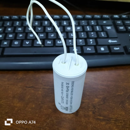 Syscap white motor capacitor with two white wires