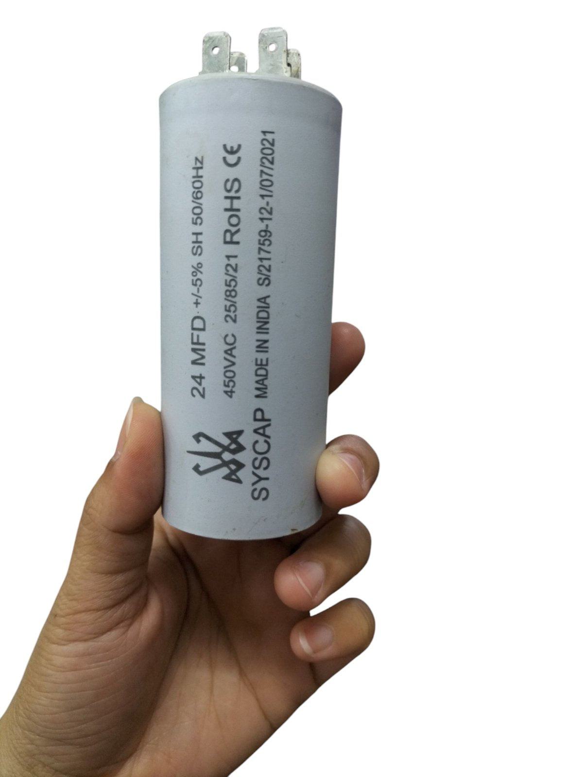 Syscap motor capacitor 24 MFD 450V for electrical circuit applications and devices