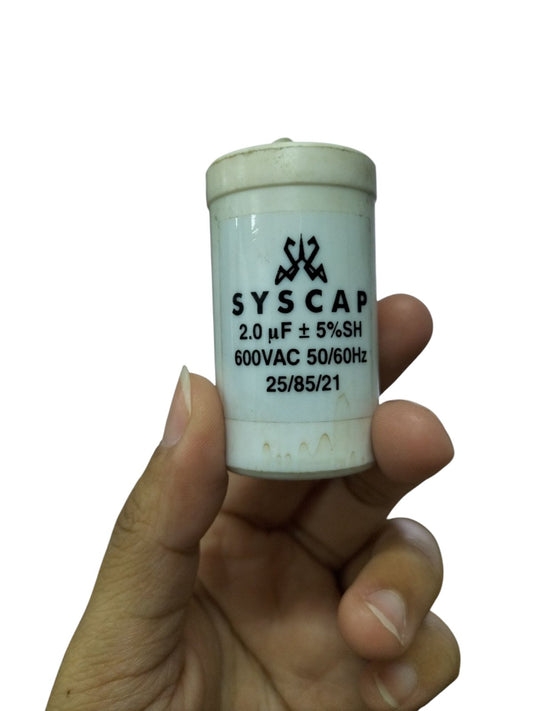 Syscap motor capacitor 2 microfarads 600VAC 50 60Hz for electrical use